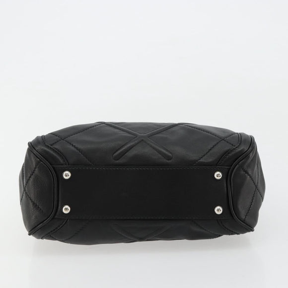 Salvatore Ferragamo Hand Bag Leather Black Silver Auth 178908A