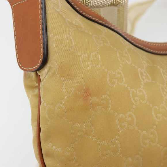 GUCCI GG Canvas Shoulder Bag Nylon Beige Gold 181092 Auth 178909