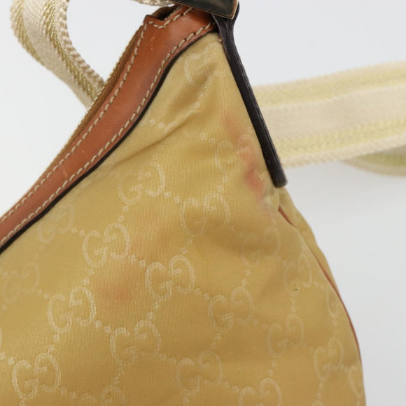 GUCCI GG Canvas Shoulder Bag Nylon Beige Gold 181092 Auth 178909