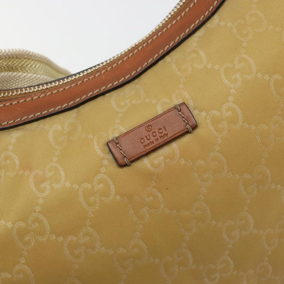 GUCCI GG Canvas Shoulder Bag Nylon Beige Gold 181092 Auth 178909