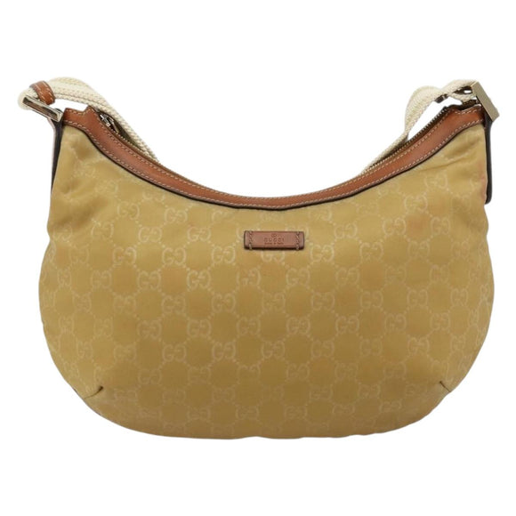GUCCI GG Canvas Shoulder Bag Nylon Beige Gold 181092 Auth 178909