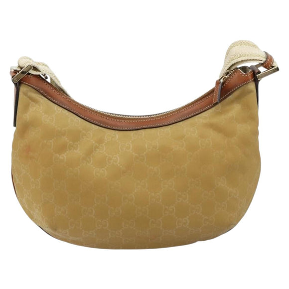 GUCCI GG Canvas Shoulder Bag Nylon Beige Gold 181092 Auth 178909