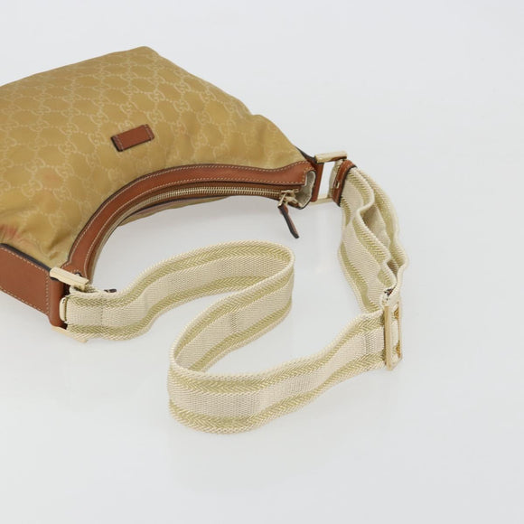 GUCCI GG Canvas Shoulder Bag Nylon Beige Gold 181092 Auth 178909