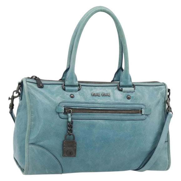 Miu Miu Hand Bag Leather 2way Green Auth 178911SAM