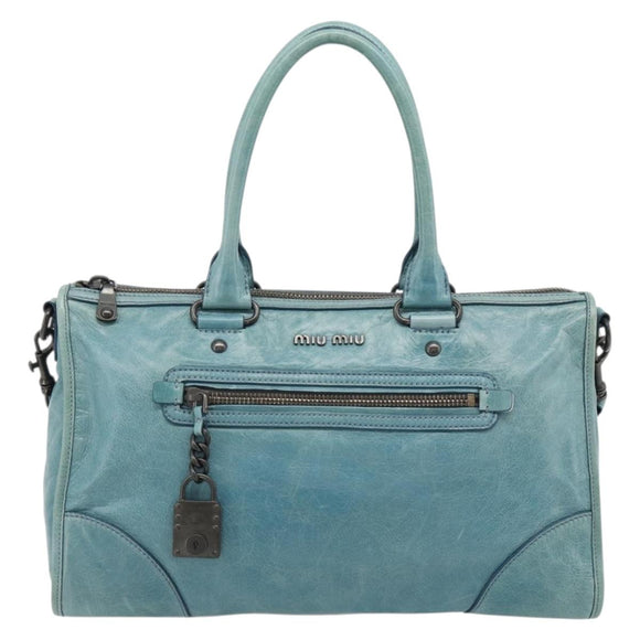 Miu Miu Hand Bag Leather 2way Green Auth 178911SAM