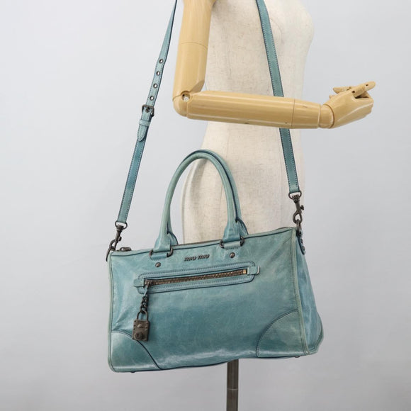 Miu Miu Hand Bag Leather 2way Green Auth 178911SAM