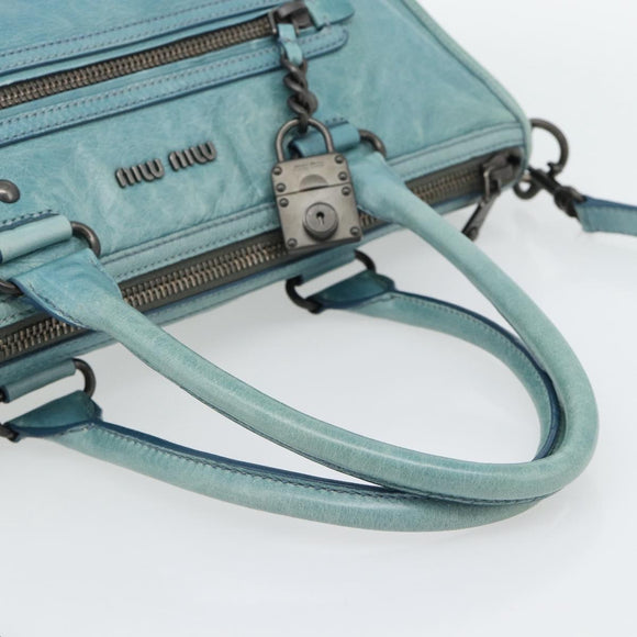 Miu Miu Hand Bag Leather 2way Green Auth 178911SAM