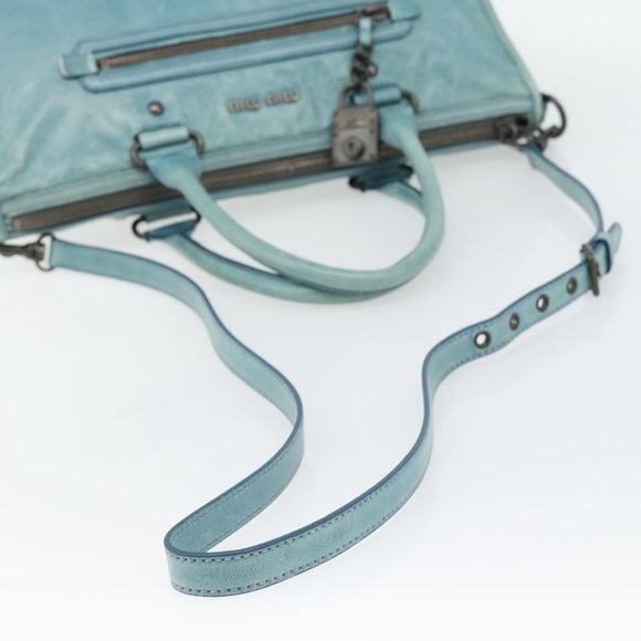 Miu Miu Hand Bag Leather 2way Green Auth 178911SAM