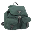 PRADA Rucksack Nylon Grün Silber Auth 178912-1