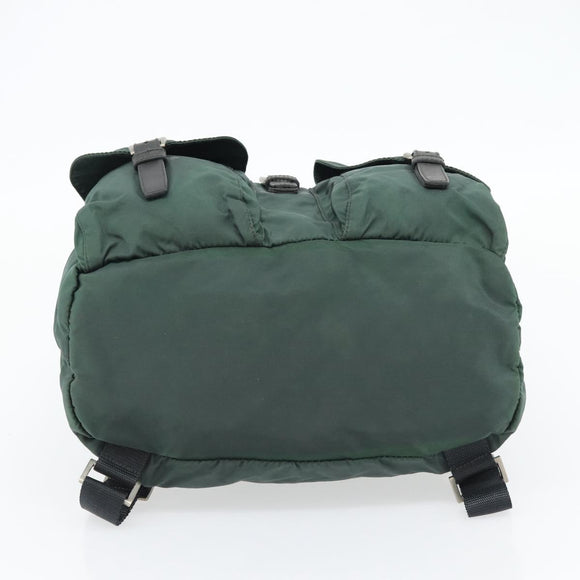 PRADA Rucksack Nylon Grün Silber Auth 178912