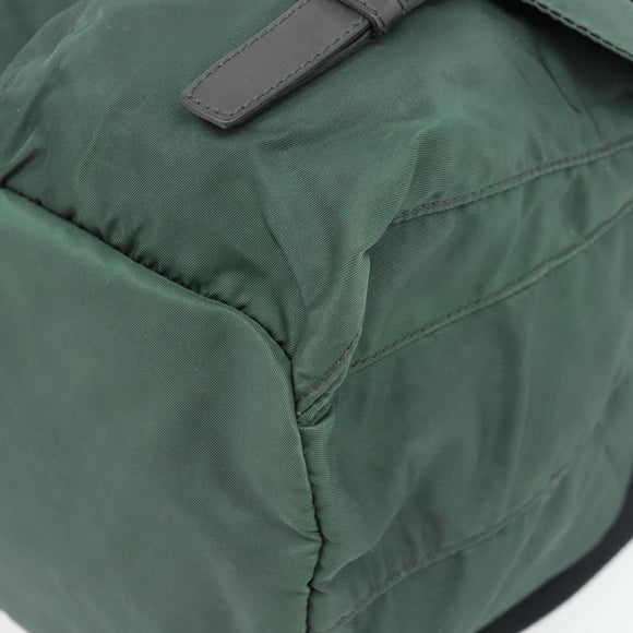 PRADA Rucksack Nylon Grün Silber Auth 178912