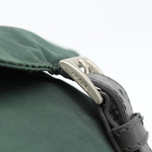 PRADA Rucksack Nylon Grün Silber Auth 178912