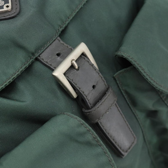 PRADA Rucksack Nylon Grün Silber Auth 178912
