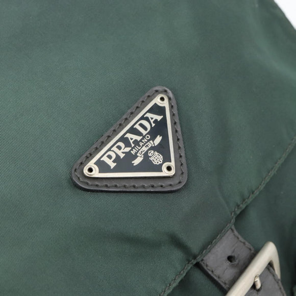 PRADA Rucksack Nylon Grün Silber Auth 178912
