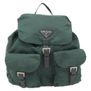 PRADA Rucksack Nylon Grün Silber Auth 178912-13