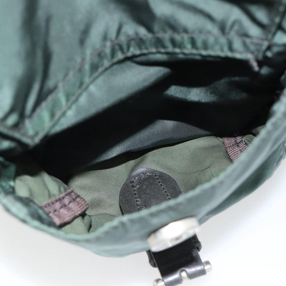 PRADA Rucksack Nylon Grün Silber Auth 178912