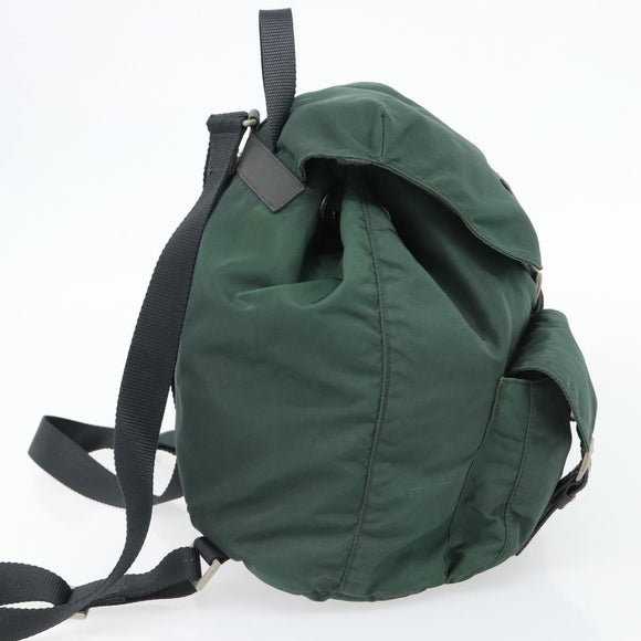 PRADA Rucksack Nylon Grün Silber Auth 178912