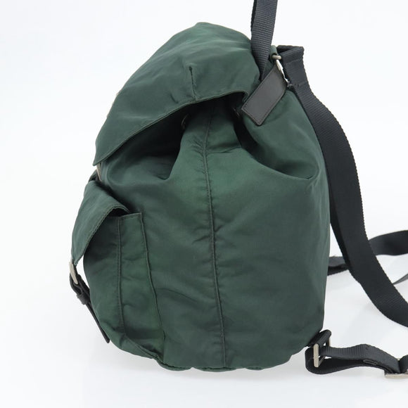 PRADA Rucksack Nylon Grün Silber Auth 178912