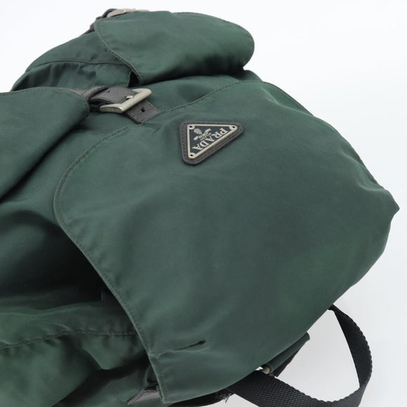 PRADA Rucksack Nylon Grün Silber Auth 178912
