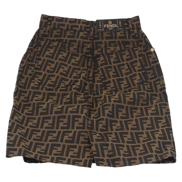 FENDI Zucca Canvas Skirt Black Brown Auth 178913A