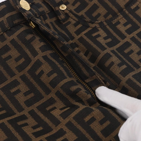 FENDI Zucca Canvas Skirt Black Brown Auth 178913A