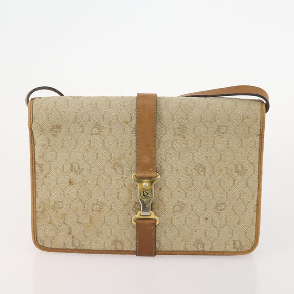 Christian Dior Honeycomb Canvas Shoulder Bag 2 Set Beige Auth 178917