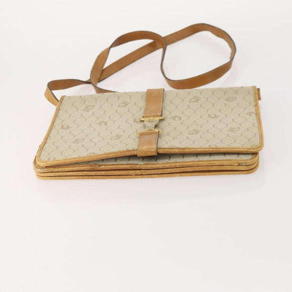 Christian Dior Honeycomb Canvas Shoulder Bag 2 Set Beige Auth 178917