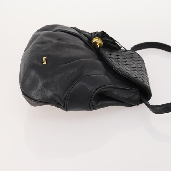 BALLY Chain Shoulder Bag Leather 2 Set Black Auth 178919