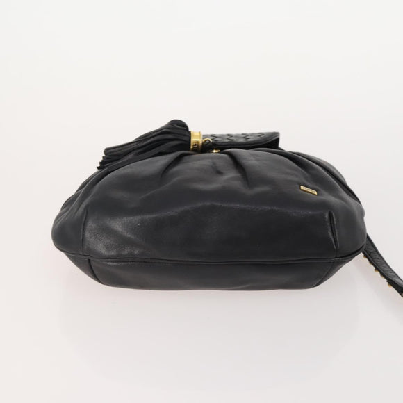 BALLY Chain Shoulder Bag Leather 2 Set Black Auth 178919