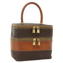 CELINE Macadam Canvas Vanity Hand Bag PVC Leather Brown Gold Auth 178930A-1