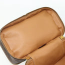 CELINE Macadam Canvas Vanity Hand Bag PVC Leather Brown Gold Auth 178930A-10