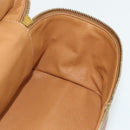 CELINE Macadam Canvas Vanity Hand Bag PVC Leather Brown Gold Auth 178930A-20