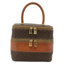 CELINE Macadam Canvas Vanity Hand Bag PVC Leather Brown Gold Auth 178930A-13