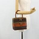 CELINE Macadam Canvas Vanity Hand Bag PVC Leather Brown Gold Auth 178930A-23