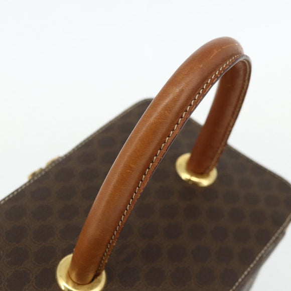 CELINE Macadam Canvas Vanity Hand Bag PVC Leather Brown Gold Auth 178930A