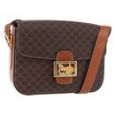CELINE Macadam Canvas Shoulder Bag PVC Leather Brown Gold Auth 178931A-1