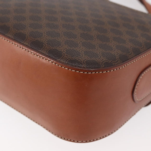 CELINE Macadam Canvas Shoulder Bag PVC Leather Brown Gold Auth 178931A