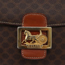 CELINE Macadam Canvas Shoulder Bag PVC Leather Brown Gold Auth 178931A-19