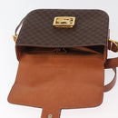 CELINE Macadam Canvas Shoulder Bag PVC Leather Brown Gold Auth 178931A-8