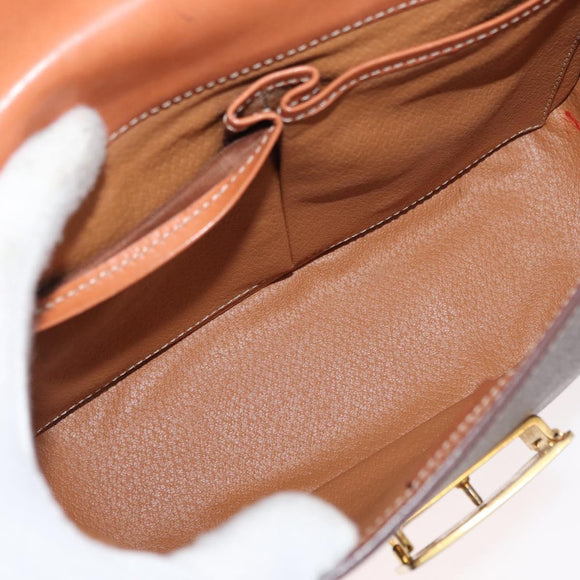 CELINE Macadam Canvas Shoulder Bag PVC Leather Brown Gold Auth 178931A