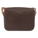 CELINE Macadam Canvas Shoulder Bag PVC Leather Brown Gold Auth 178931A-2