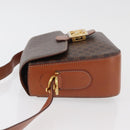 CELINE Macadam Canvas Shoulder Bag PVC Leather Brown Gold Auth 178931A-4