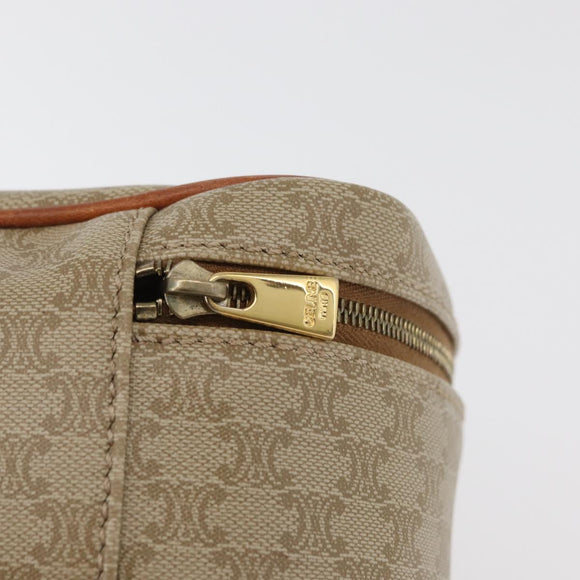 CELINE Macadam Canvas Vanity Handtas PVC Leer Beige Goud Auth 178932A