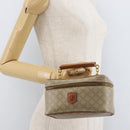 CELINE Macadam Canvas Vanity Handtas PVC Leer Beige Goud Auth 178932A-21