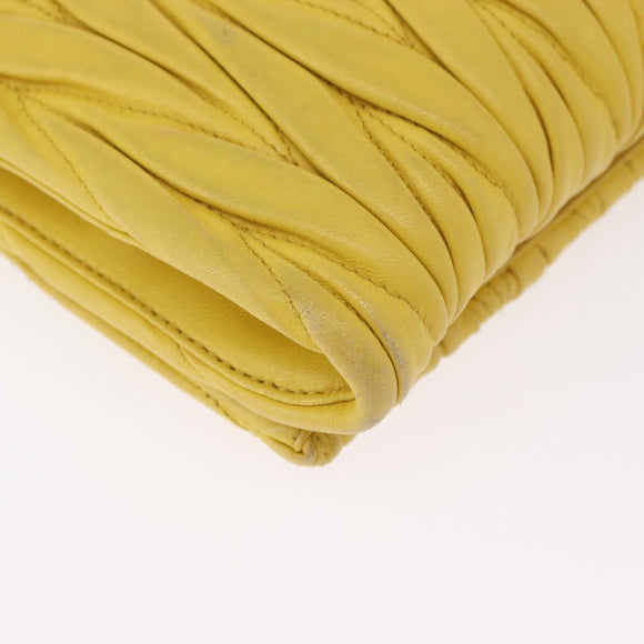 Miu Miu Matelasse Chain Shoulder Bag Leather Yellow Gold Auth 178934A