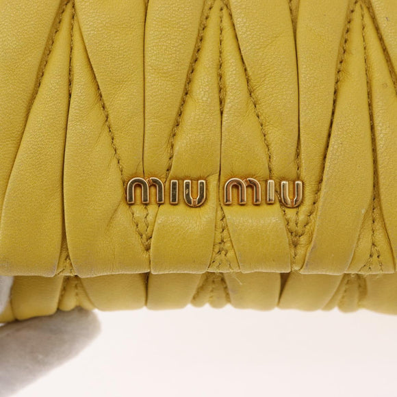 Miu Miu Matelasse Chain Shoulder Bag Leather Yellow Gold Auth 178934A