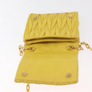 Miu Miu Matelasse Chain Shoulder Bag Leather Yellow Gold Auth 178934A-18