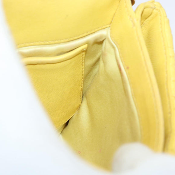 Miu Miu Matelasse Chain Shoulder Bag Leather Yellow Gold Auth 178934A