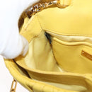 Miu Miu Matelasse Chain Shoulder Bag Leather Yellow Gold Auth 178934A-21