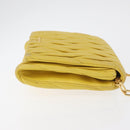 Miu Miu Matelasse Chain Shoulder Bag Leather Yellow Gold Auth 178934A-3